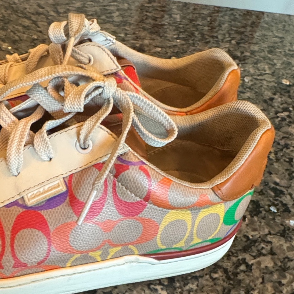 Coach Clip Colorful Logo Pattern Sneakers 10 - Picture 8 of 15